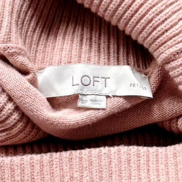 Loft Soft Knit Ribbed Turtleneck Sweater Dusty Pink Top Fall Winter Cozy Small - Picture 4 of 8